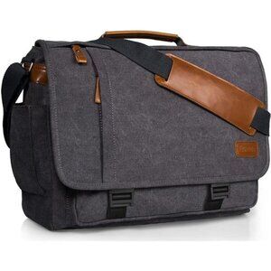 Computer Messenger Bag 17-17.3 Inch Water-resistance Canvas Laptop Shoulder Bag
